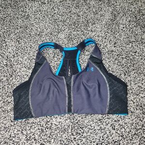 Under Armour Made For Me Bra 34b‎ Black And Blue Sports Bra Racerback Adjustable